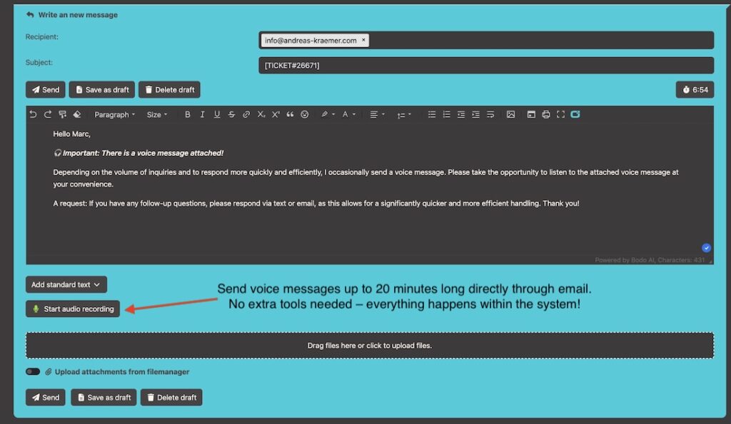 Voice Messaging with Email - no additional tools needed